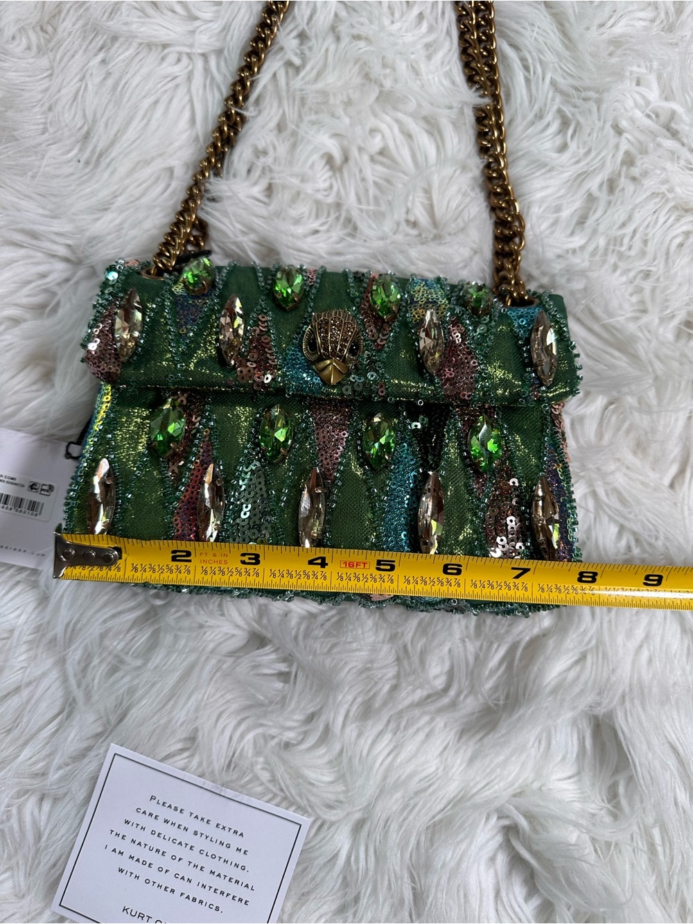 Kurt Geiger • Ornate Green Beaded & Sequin Mini Kensington - Picture 12 of 16